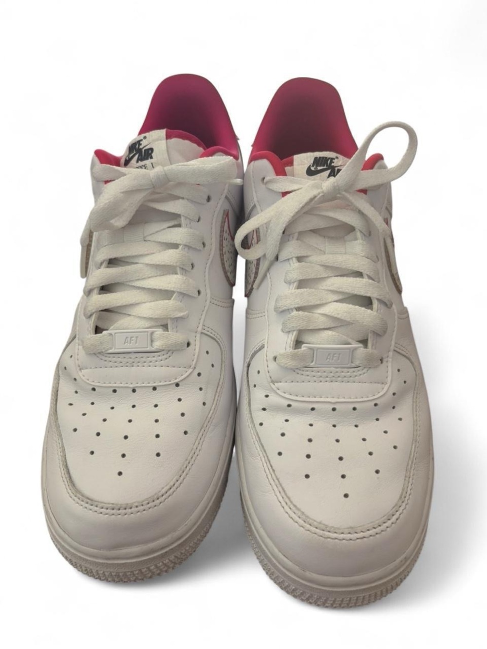 Nike Dragon Fruit LX White Leather Sneakers with Pink Collar